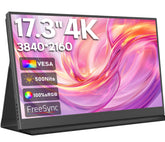 HONGO Portable Monitor 4K, 17.3" UHD 3840x2160 Draagbare Scherm IPS 100% sRGB, Draagbare Display HDR Monitor Extender en HDMI/Type-C/USB-C Poort, Draagbare Monitor voor Laptop/PC/Mac/PS4/5/Xbox/Phone