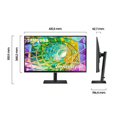 Samsung Professionele pc-monitor 27 inch serie S80A zwart, IPS-paneel, UHD (3840 x 2160), HDMI, DisplayPort, USB-hub, Has Stand en Pivot-functie