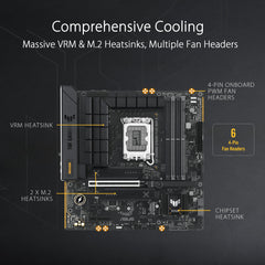ASUS TUF Gaming B760M-PLUS WiFi II Mainboard Intel B760 LGA 1700 mATX (PCIe 5.0, M.2, DDR5, WiFi 6E, Q Antenna, Realtek 2.5GB Ethernet, DP, HDMI, SATA 6Gbit/s, USB Type-C, Thunderbolt 4, Aura Sync)