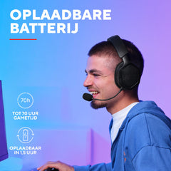 Trust GXT 1493 Ravox Draadloze Gaming Headset Bluetooth + 2.4 GHz PS5 PS4 Switch PC Xbox Mobile, 50mm Drivers, Koptelefoon Bluetooth 70 Uur Batterij, Wireless Headphones met Microfoon, Zwart