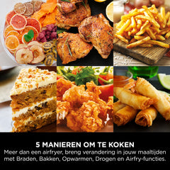 Ninja Airfryer MAX, 5,2L, 5-in-1, Anti-aanbaklaag, Olievrij, Airfryen, Braden, Bakken, Opwarmen, Drogen, Gezinsformaat, Digitaal, Vaatwasmachinebestendige Mand, Koper/Zwart Amazon Exclusief AF150EUCP