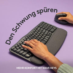 Logitech Wave Keys draadloos ergonomisch toetsenbord - Grafiet, Pan Nordic QWERTY indeling
