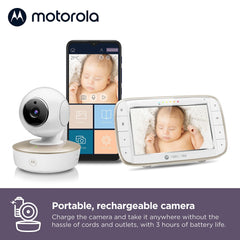 Motorola Nursery VM855 - Babyfoon met wifi-verbinding met app Motorola Nursery en 5-inch ouderunit, nachtzicht, temperatuur en tweerichtingsgesprek
