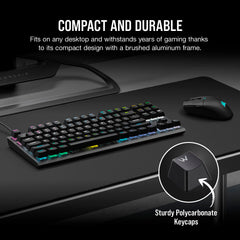 Corsair K60 PRO TKL RGB Tenkeyless Optisch-mechanisch bekabeld gaming-toetsenbord, OPX lineaire schakelaar, polycarbonaat keycaps, iCUE compatibel, QWERTY UK, PC, Mac, Xbox, zwart