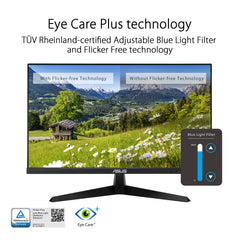 ASUS Eye Care VY229HE - 22 Zoll Full HD Monitor - 75 Hz, 1ms MPRT, AdaptiveSync, GamePlus - IPS Panel, Vesa 100x100, 16:9, 1920x1080, HDMI, D-Sub, Black