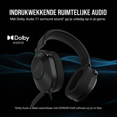 Corsair HS65 SURROUND Gamingheadset (Kunstlederen Oorschelpen van Traagschuim, Dolby Audio 7.1 Surround Sound op PC en Mac, SonarWorks SoundID, Compatibiliteit met Meerdere Platforms) Zwart