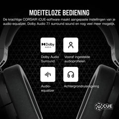Corsair HS55 SURROUND Gamingheadset (Kunstlederen oorschelpen van traagschuim, Dolby Audio 7.1 surround sound op PC en Mac, Omnidirectionele microfoon, Multi-platform compatibiliteit) Zwart