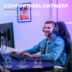 Trust Gaming GXT 391 Thian Wireless Gaming Headset voor PS5, PS4 en PC, 5.8 Ghz, USB Dongle, Over Ear, Oplaadbaar, Multi-Platform, Lichtgewicht en Duurzaam, Draadloze Headset met Microfoon – Zwart