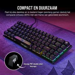 CORSAIR K65 PRO MINI RGB 65% Optical Mechanical Gaming Keyboard - OPX Schakelaars - PBT Double-Shot Keycaps - iCUE Compatibel - QWERTY NA Layout - Zwart
