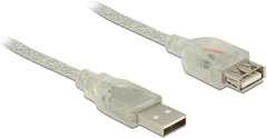 DeLOCK USB 2.0 Type-A Verlengkabel - M/V - Met Ferrietkern - 1m - Transparant