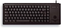 CHERRY Compact Keyboard G84-4400, internationale indeling, QWERTY-toetsenbord, bedraad toetsenbord, mechanisch toetsenbord, geïntegreerde optische trackball plus 2 muisknoppen, zwart