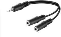 MicroConnect AUDLR02 Audio Splitterkabel - 3.5 mm Jack naar 2x 3.5 mm Jack - 0,2 m - Zwart