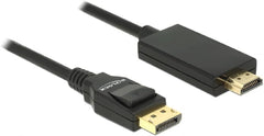 Kabel Displayport 1.2 stekker > HDMI-A stekker 1 m zwart 4K Delock