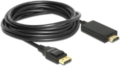 DDR4- videokabel - DisplayPort HDMI - DisplayPort (M) tot HDMI (M) - 5,0m - drievoudig afgeschermde twisted pair-kabel - zwart - passief (85319)