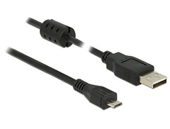 DeLOCK USB 2.0 Type-A naar Micro-B Kabel met Ferrietkern - 1,5 m - Zwart
