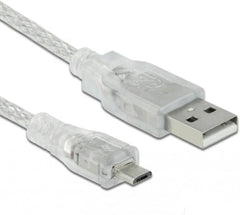 DeLOCK USB 2.0 Kabel - USB-A naar Micro-B - 5 meter - Transparant