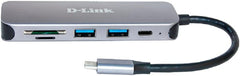 D-Link DUB-2325 5-in-1 USB-C Hub met SD/microSD Kaartlezer - Antraciet