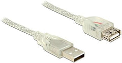 Delock USB 2.0 Verlengkabel Type-A M/V - 1,5 meter Transparant