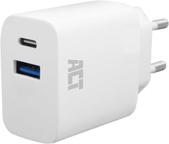 ACT AC2122 USB-C Snellader - 20W - Dual Port USB-C & USB-A - GaNFast PD PPS - Wit