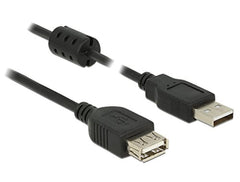 DeLOCK USB 2.0 Type-A Verlengkabel met Ferrietkern - 2 Meter - Zwart