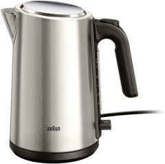 Braun Identity Collection WK5200BK Elektrische waterkoker van roestvrij staal, inhoud 1,7 l, 2200 W, 360° draaibare sokkel, waterniveau-indicator, kabelopwikkeling, automatische uitschakeling, grijs