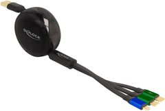 DeLOCK 85359 Oprolbare 3-in-1 Oplaadkabel - Micro USB & 2x USB-C - Fast Charging - Zwart