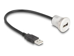 DeLOCK USB 2.0 Type-A Inbouwstopcontact met Kabel - Aluminium - 30 cm