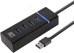 ACT AC6300 4-Poorts USB 3.2 Gen1 Hub - 5Gbps - Zwart