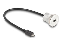 DeLOCK USB 2.0 Micro-B Inbouwkabel - Paneelmontage - Aluminium - 30 cm