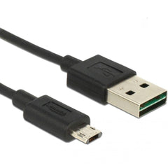 DeLock EASY-USB 2.0 naar Micro-USB Kabel - Omkeerbaar - 50 cm - Zwart