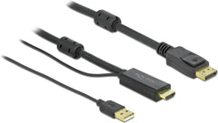 DeLOCK DisplayPort naar HDMI Kabel - 4K 30Hz - 3 Meter - Zwart