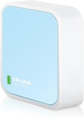 TP-Link TL-WR802N N300 WLAN-nanorouter (draagbaar, toegangspunt, tv-adapter, repeater, router, client, 300 Mbps (2,4 GHz), media, FTP-server), blauw/wit, 57 x 57 x 18 mm (2,2 x 0,7 inch)