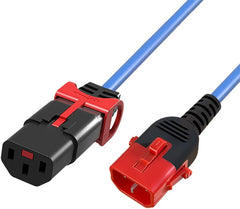 ACT C13 IEC Lock+ naar C14 IEC Dual Lock netsnoer, verlengkabel voor koelapparaten 1 meter, C13-bus naar 14 stekkers, voor PDU, servers, netwerkapparaten, blauw - AK5517