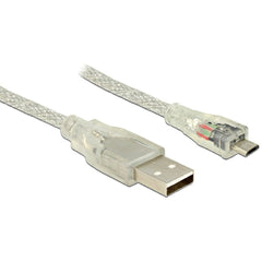 DeLOCK USB 2.0 Kabel - USB-A naar Micro-B - Ferrietkern - 2 Meter - Transparant
