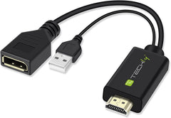 Techly 109542 HDMI naar DisplayPort Adapter met USB-Voeding - 4K 30Hz - Zwart