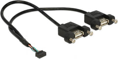 DeLOCK 84832 Interne USB 2.0 Header naar 2x USB-A Inbouw Kabel - 25 cm