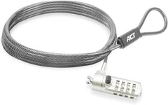 ACT Laptopslot 2m, 4-Cijferig Combinatieslot, Wedge Laptopbeveiligingskabel, Draaibaar Slothoofd, Laptop Slot Dell, Draagbare Anti-Diefstal Kabel - AC9035
