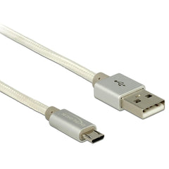 DeLOCK 83916 USB-A naar Micro-USB Kabel met Textielmantel - Wit - 1m
