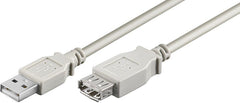 MicroConnect USB 2.0 Verlengkabel - USB-A Mannelijk naar USB-A Vrouwelijk - 0,1 m - Grijs