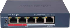 Hikvision. Switch 4 poorten PoE Smart managed L2. 4 poorten PoE RJ45 100 Mbps.