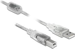 DeLOCK USB 2.0 Type-A naar Type-B Kabel - 2 Meter - Transparant