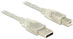DeLOCK USB 2.0 Type-A naar Type-B Kabel met Ferrietkern - 5 m - Transparant