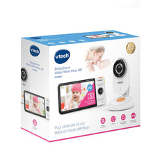 VTech De Wide View HD Video Babyfoon - 5'' Ultra Flat HD scherm - Nachtlampje en slaapliedjes 720p - FR-versie, Wit