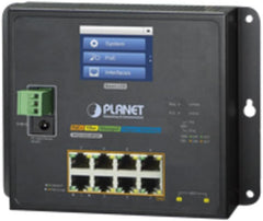 Planet IP30, △6/△4, L2+ 8-Port 10/100/1000T 802.3at PoE, WGS-5225-8P2SV (10/100/1000T 802.3at PoE + 2-Port 100/1000X Wireless, Wall-Mount Managed Switch met LCD-touchscreen (-20~70)