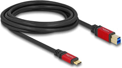 DeLOCK 80614 USB-C naar USB-B Kabel - USB 3.2 Gen 1 - 3m - Zwart/Rood