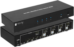 Techly 101935 4-Poorts DisplayPort 1.2 KVM-Switch met USB Hub & Audio