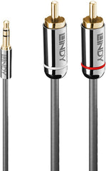 Lindy 35333 Cromo Line Audiokabel - 3.5mm Jack naar 2x RCA - 1 meter
