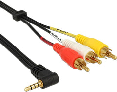 DELOCK Kabel jack 3,5 mm 4 pin ST gehoekt op 3x RCA ST 1,5 m