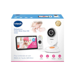 VTech De Wide View HD Video Babyfoon - 5'' Ultra Flat HD scherm - Nachtlampje en slaapliedjes 720p - FR-versie, Wit