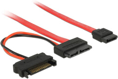 Delock Slim SATA Kabel - Vrouwelijk naar Vrouwelijk - 30 cm - Rood